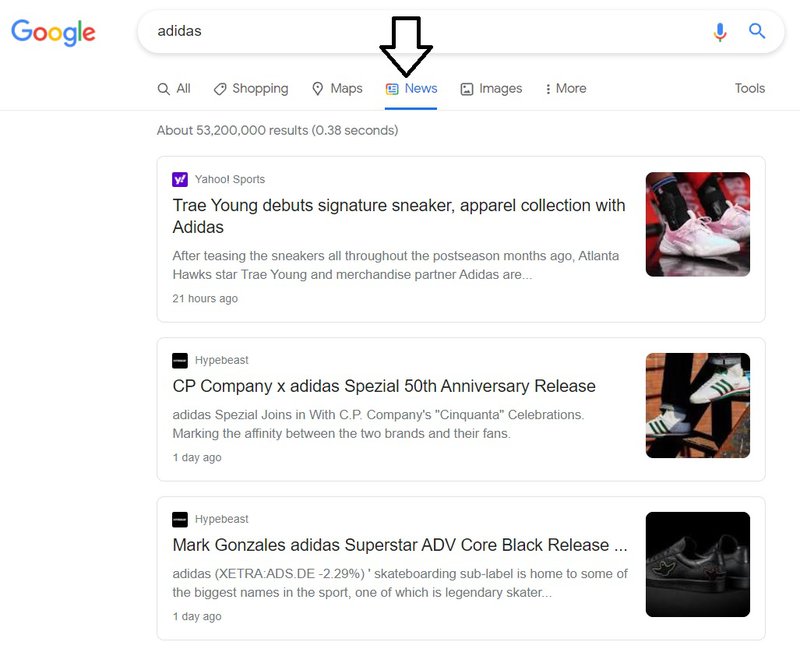 adidas-google-news-search