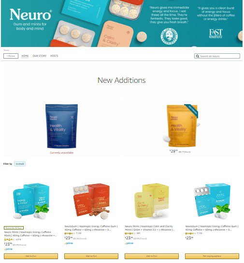 Neuro gum Amazon storefront example