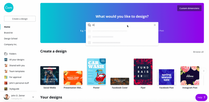 canva graphic design software marketing features