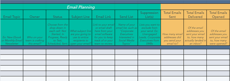 email marketing template plan